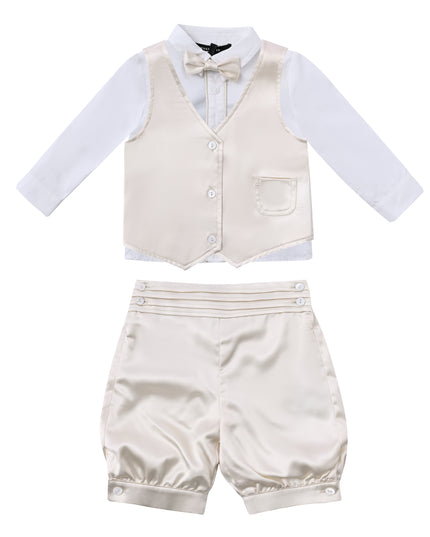 kids atelier moustache Cream Satin Formal Set