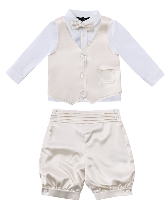 kids atelier moustache Cream Satin Formal Set