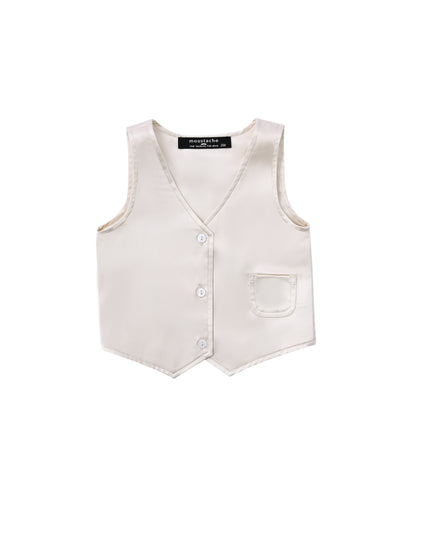 kids atelier moustache Cream Satin Formal Set