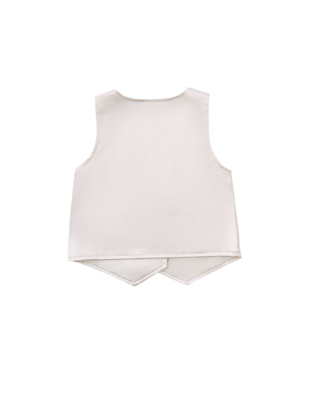 kids atelier moustache Cream Satin Formal Set