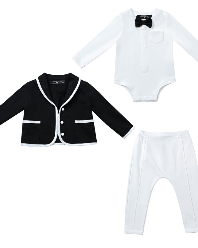 kids atelier moustache Black & White Baby Occasion Set