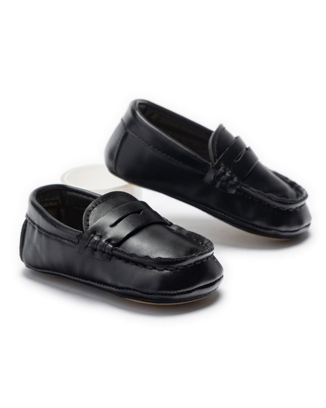 kids atelier moustache Black Loafer Baby Shoes