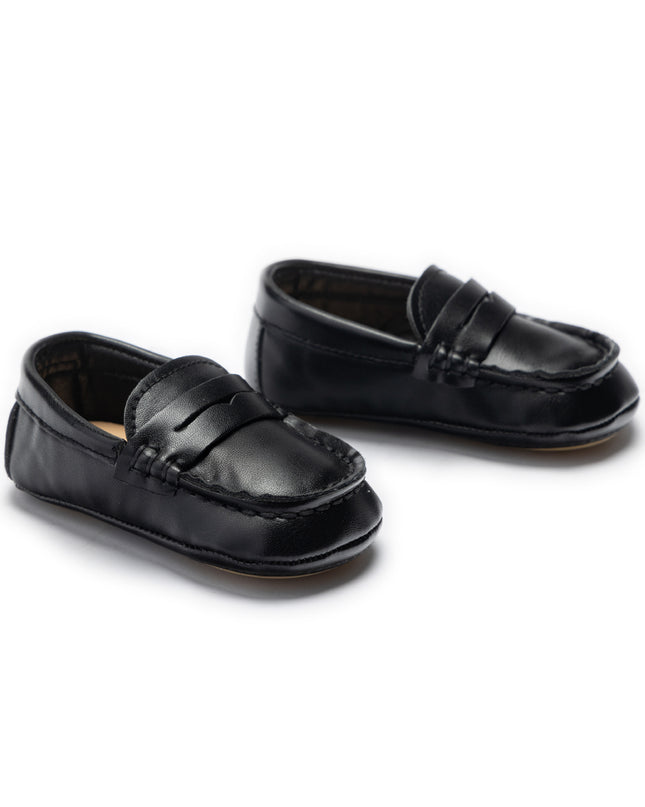 kids atelier moustache Black Loafer Baby Shoes