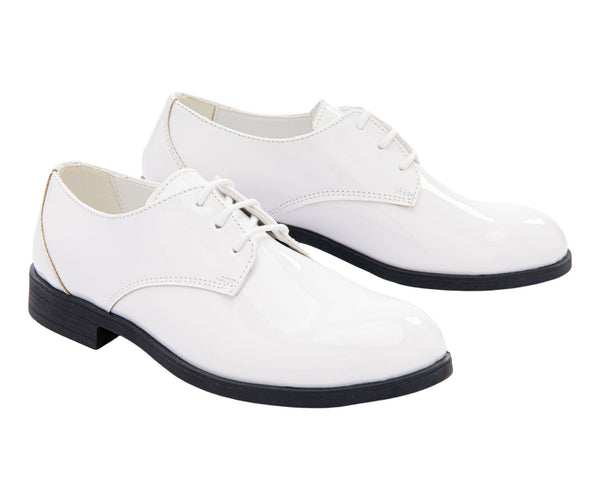 Moustache Little Boy's & Boy's Open Lace Dress Shoes - White