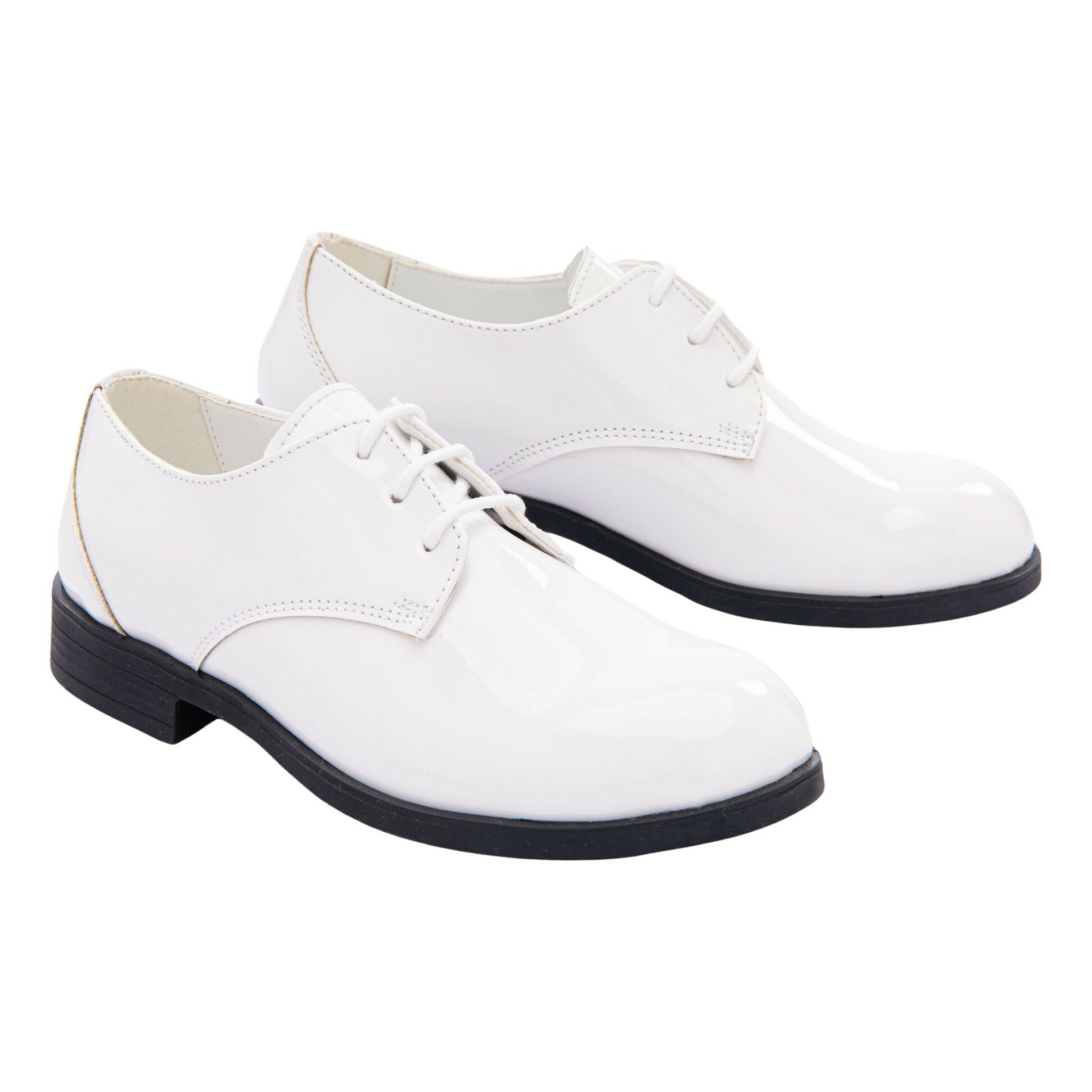 Moustache Little Boy's & Boy's Open Lace Dress Shoes - White