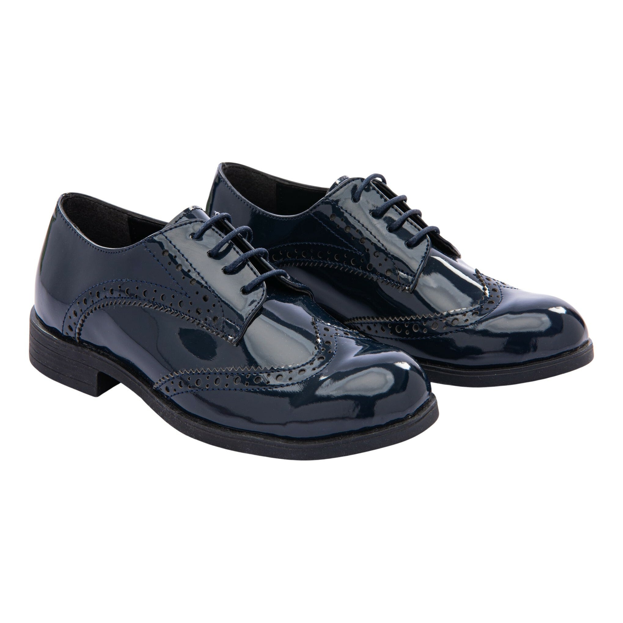 womens navy blue dress shoes Navy Patent Brogue Dress Shoes 28 EU (10 Toddler US) / Navy by Kids Atelier
