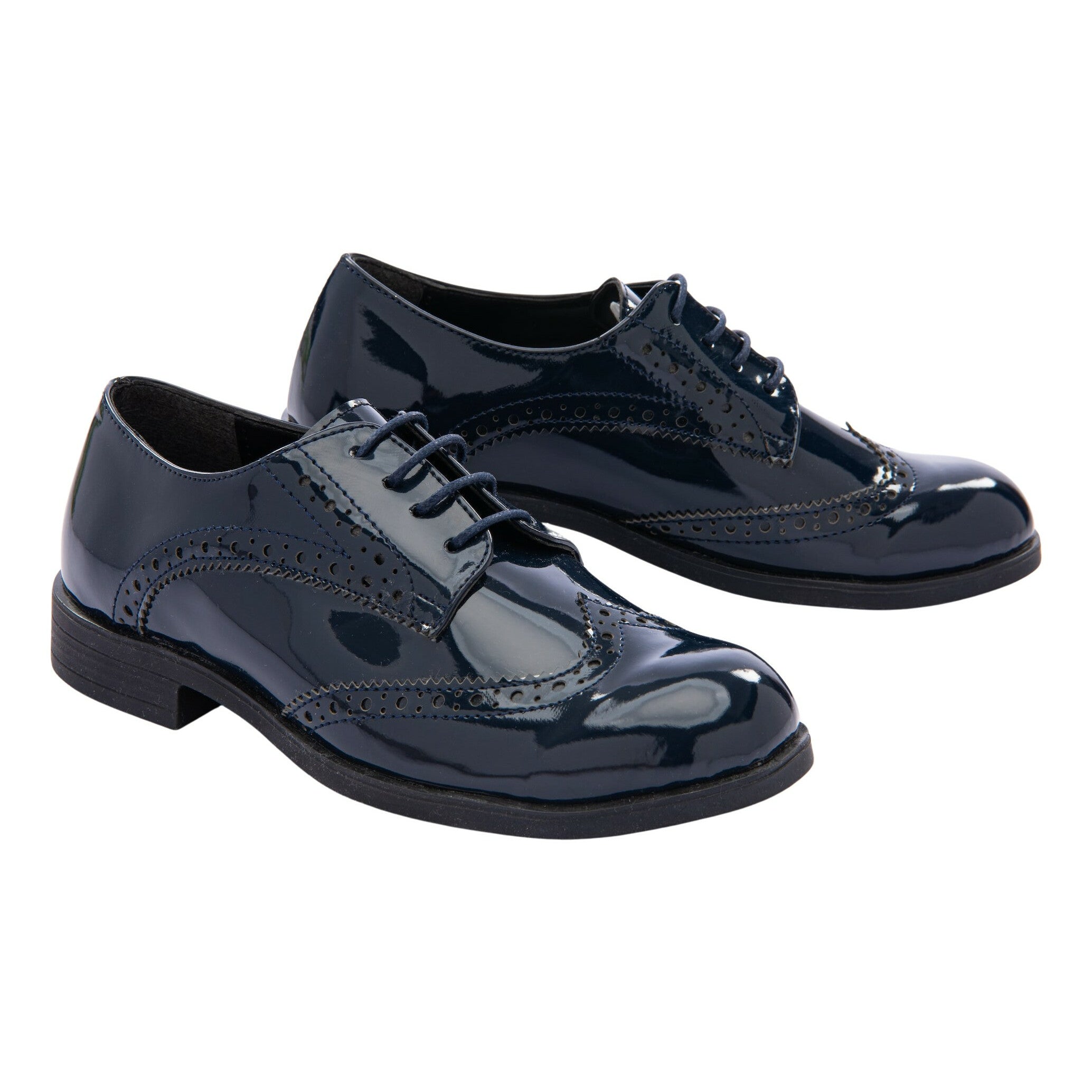 womens navy blue dress shoes Navy Patent Brogue Dress Shoes 28 EU (10 Toddler US) / Navy by Kids Atelier