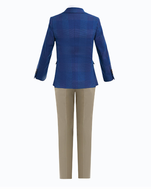 kids atelier moustache Blue Check Blazer Set