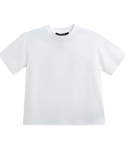 kids atelier moustache White T-Shirt with Mustache Detail