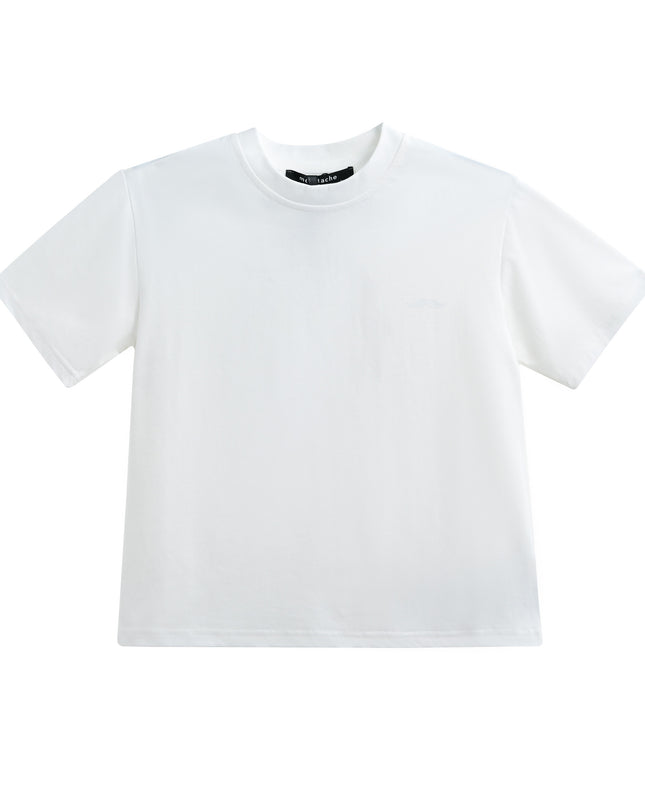 kids atelier moustache White T-Shirt with Mustache Detail
