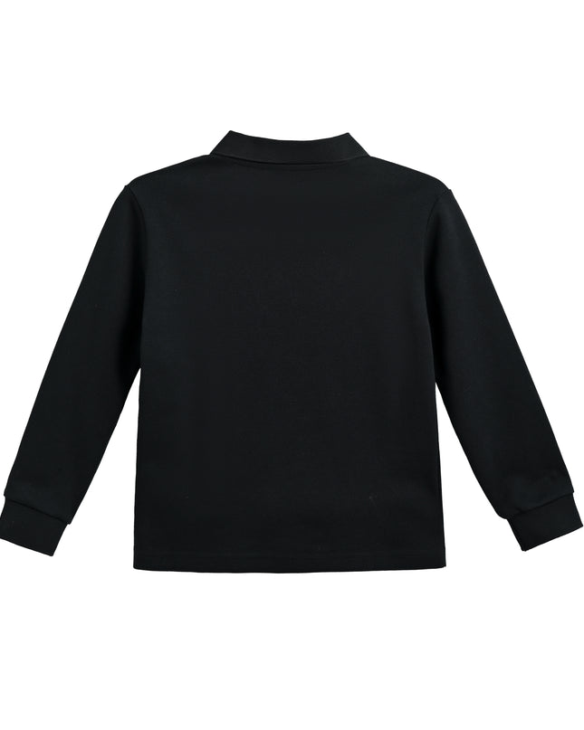 kids atelier moustache Black Long-Sleeve Polo Shirt
