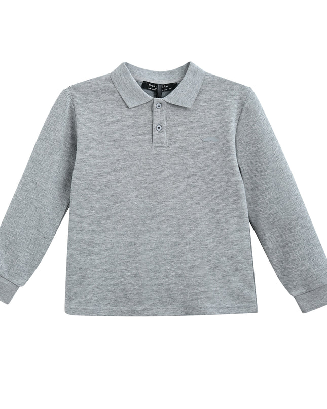 kids atelier moustache Gray Long-Sleeve Polo Shirt