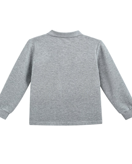 kids atelier moustache Gray Long-Sleeve Polo Shirt