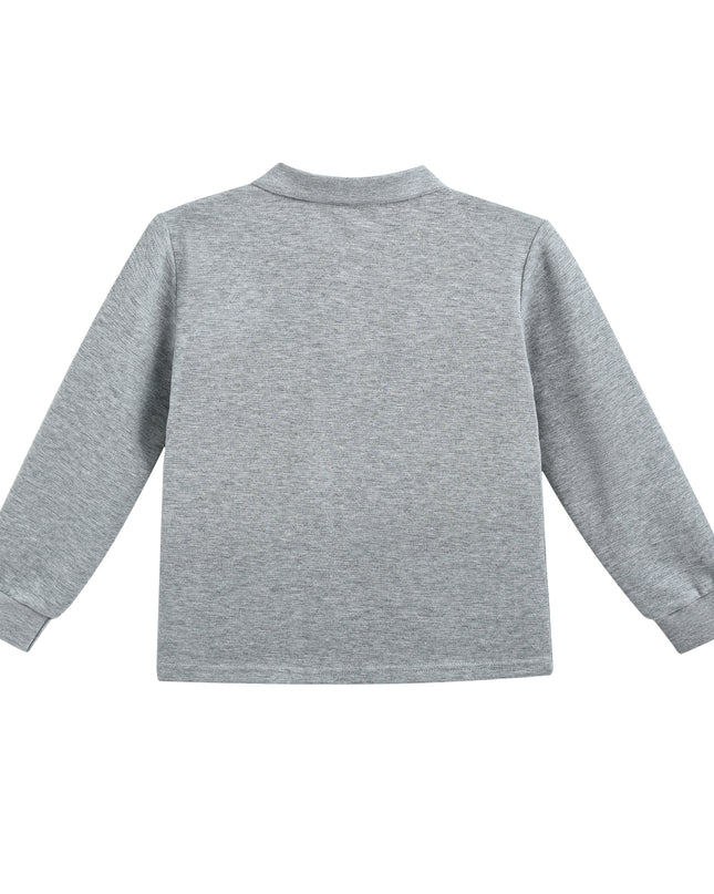 kids atelier moustache Gray Long-Sleeve Polo Shirt
