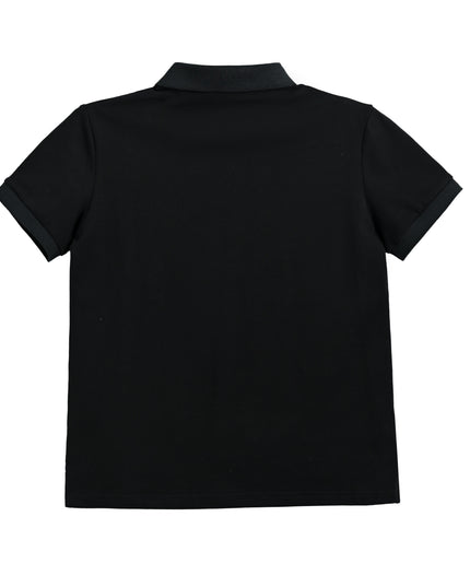 kids atelier moustache Black Polo Shirt with Grey Trim