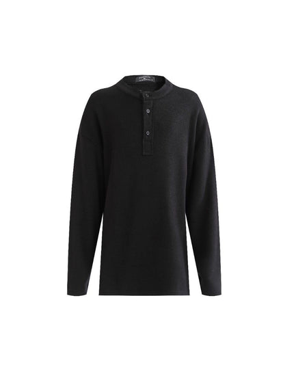 kids atelier moustache Jet Black Three-Button Henley Top