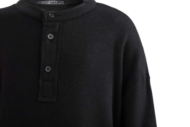kids atelier moustache Jet Black Three-Button Henley Top