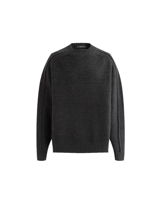 kids atelier moustache Dark Gray Ribbed Crewneck Sweater