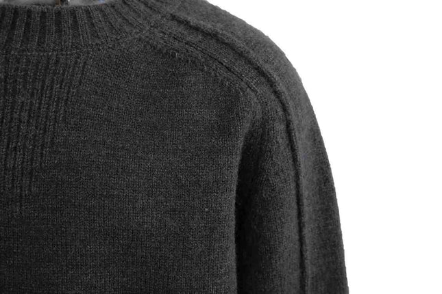 kids atelier moustache Dark Gray Ribbed Crewneck Sweater