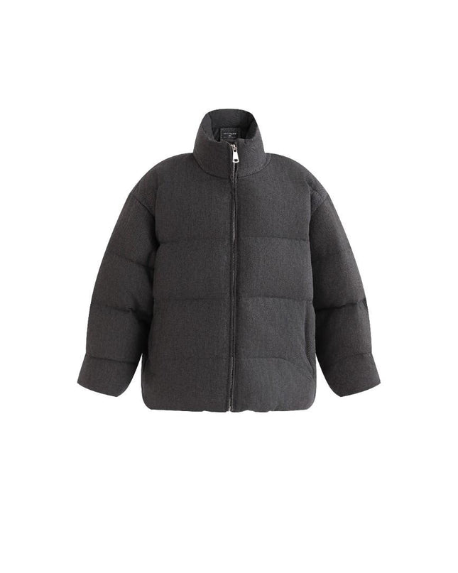 kids atelier moustache Black Puffer Jacket with High Collar