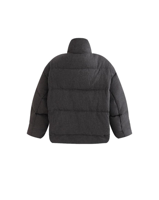 kids atelier moustache Black Puffer Jacket with High Collar