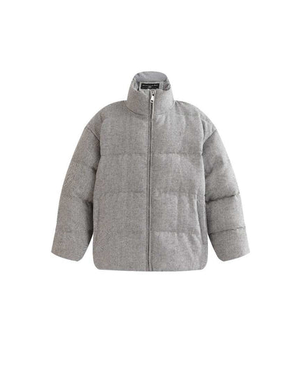 kids atelier moustache Gray Puffer Jacket with High Collar