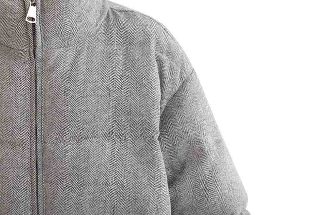 kids atelier moustache Gray Puffer Jacket with High Collar