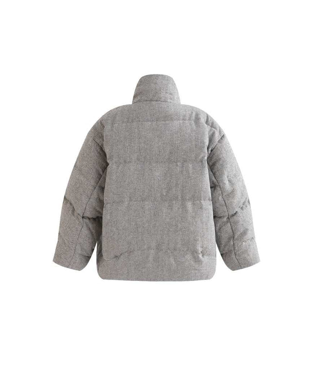 kids atelier moustache Gray Puffer Jacket with High Collar