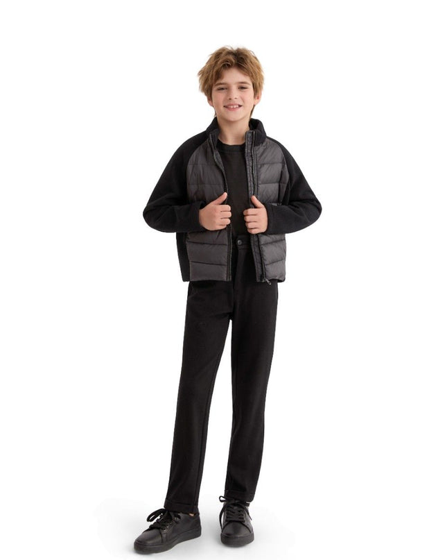 kids atelier moustache Black Quilted Zip Jacket