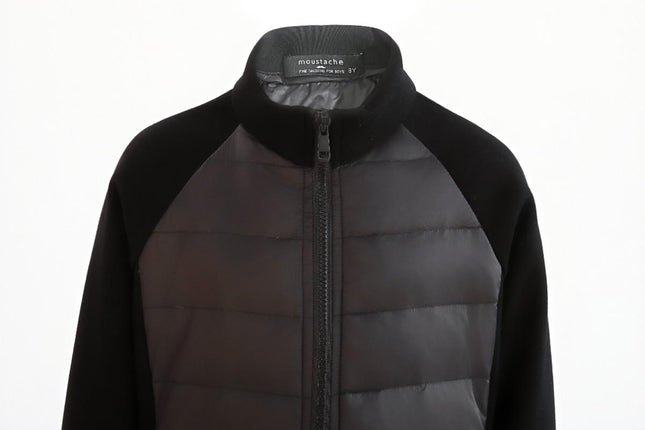 kids atelier moustache Black Quilted Zip Jacket