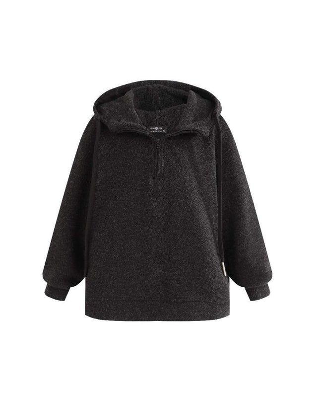 kids atelier moustache Dark Gray Half-Zip Hooded Sweatshirt