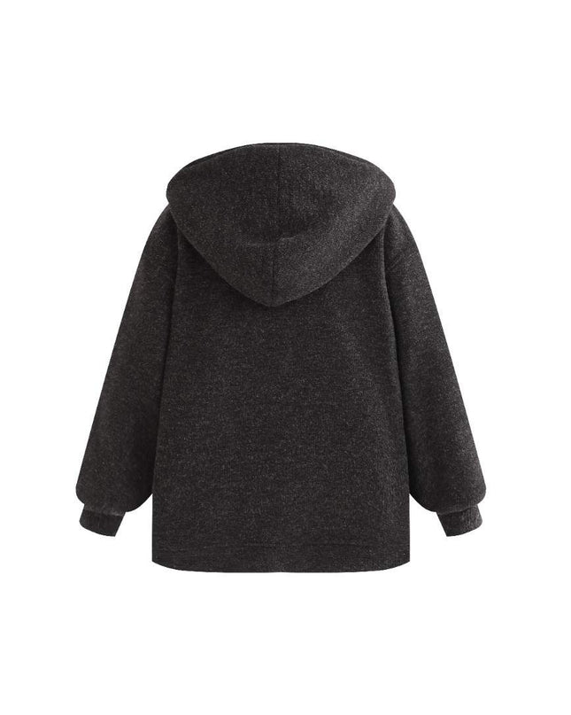 kids atelier moustache Dark Gray Half-Zip Hooded Sweatshirt