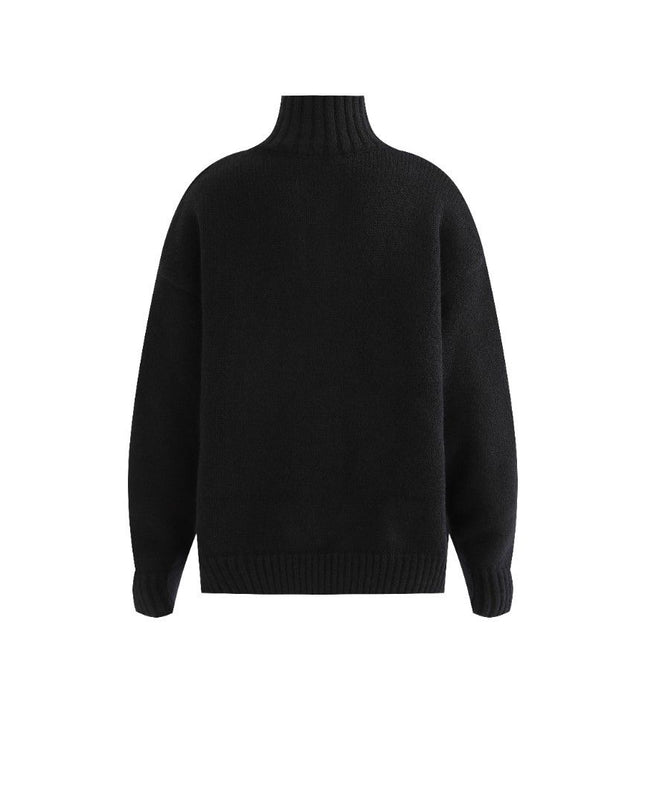 kids atelier moustache Black Button-Up Ribbed Sweater