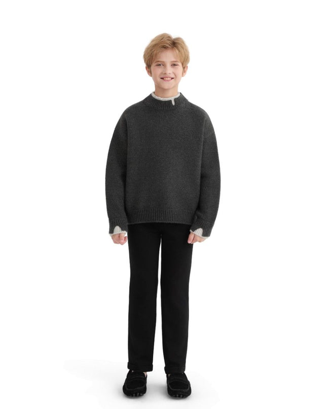 kids atelier moustache Dark Gray Classic Knit Sweater