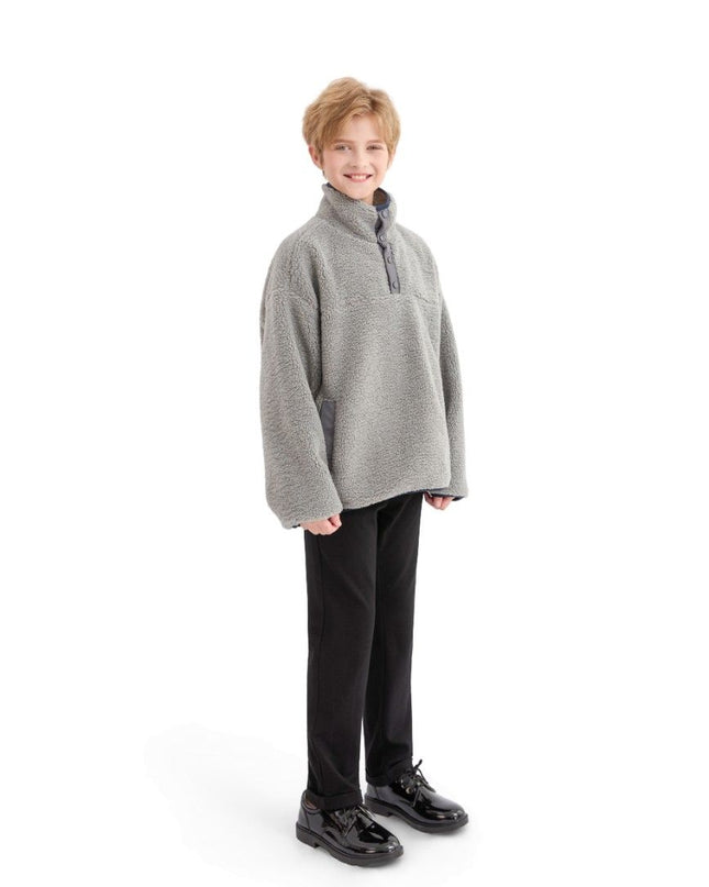 kids atelier moustache Gray Sherpa Fleece Pullover