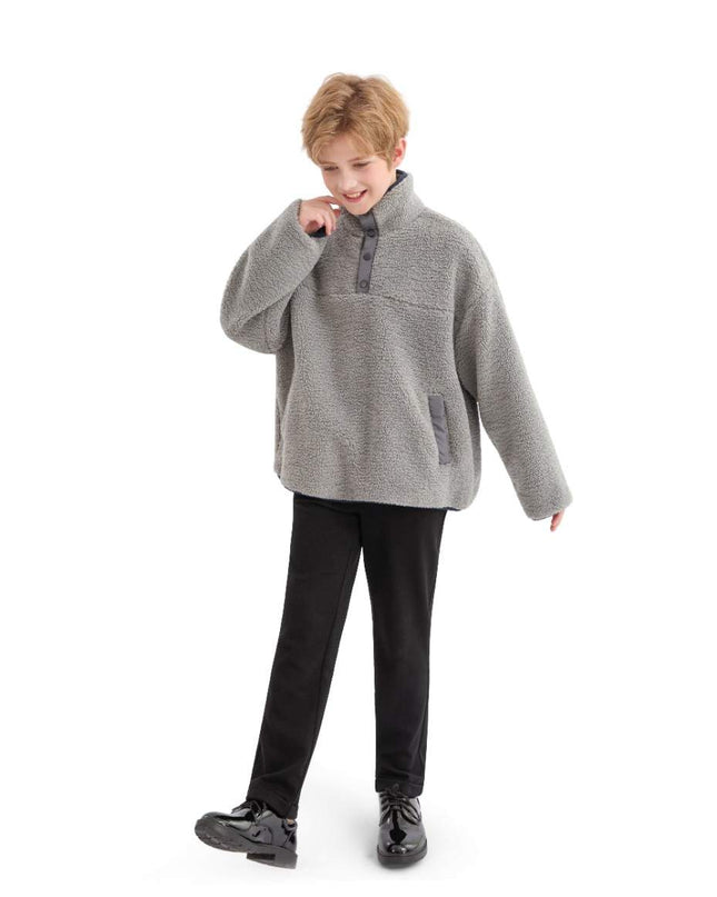kids atelier moustache Gray Sherpa Fleece Pullover