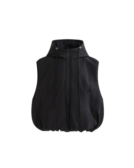 kids atelier moustache Black Hooded Puffer Vest