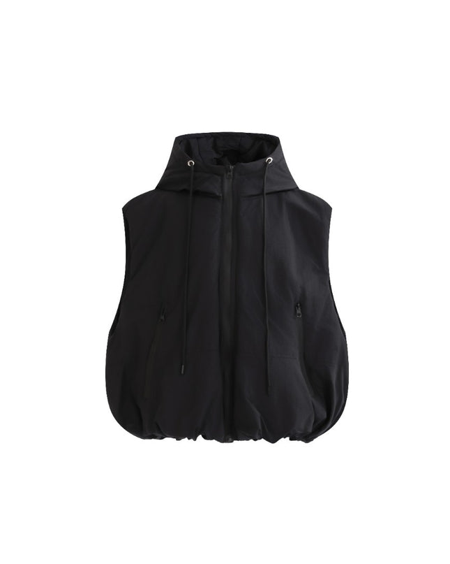 kids atelier moustache Black Hooded Puffer Vest