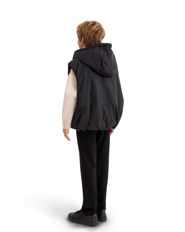 kids atelier moustache Black Hooded Puffer Vest