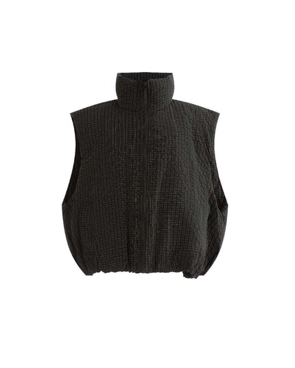 kids atelier moustache Black Grid-Pattern Quilted Vest
