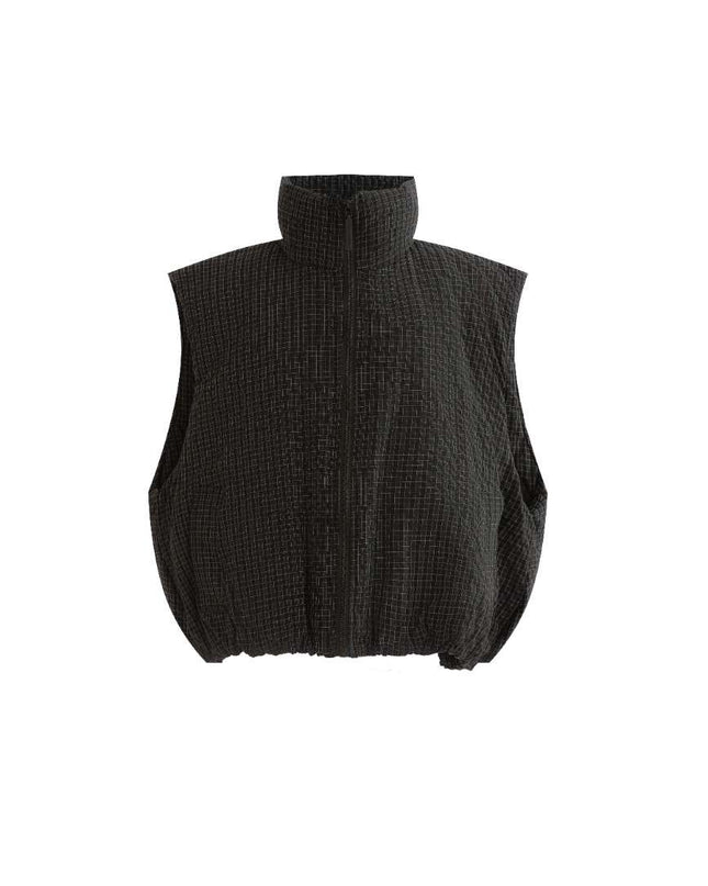 kids atelier moustache Black Grid-Pattern Quilted Vest