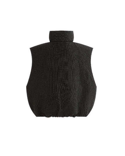 kids atelier moustache Black Grid-Pattern Quilted Vest