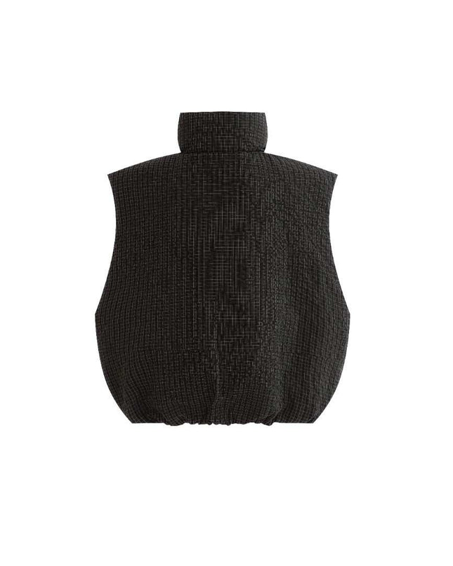 kids atelier moustache Black Grid-Pattern Quilted Vest