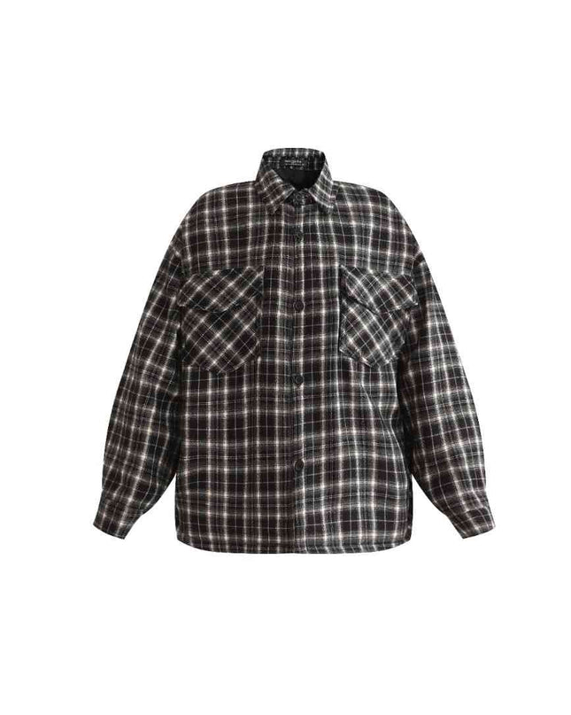 kids atelier moustache Gray Plaid Flannel Shirt