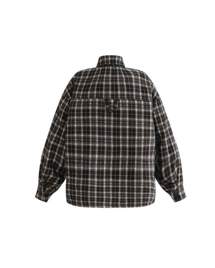 kids atelier moustache Gray Plaid Flannel Shirt