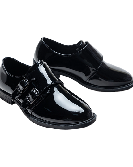kidsatelier-moustache-Black-Patent-Buckle-Loafers