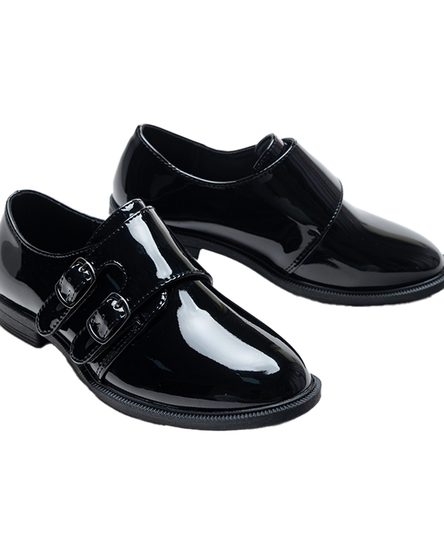 kidsatelier-moustache-Black-Patent-Buckle-Loafers
