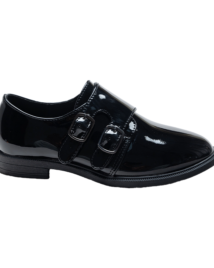 kidsatelier-moustache-Black-Patent-Buckle-Loafers