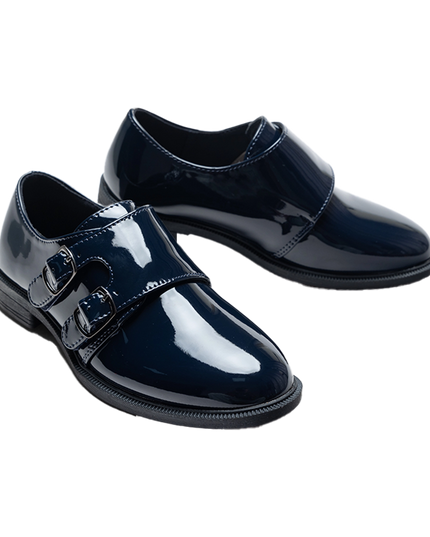 kidsatelier-moustache-Navy-Patent-Buckle-dress shoes
