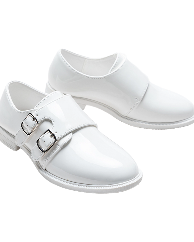 kidsatelier-moustache-White-Patent-Buckle-Loafers